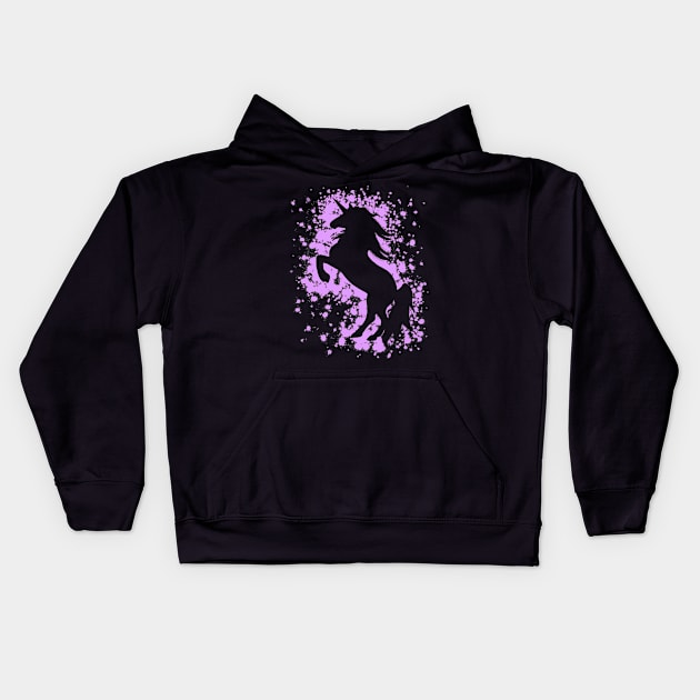 Magical Purple Unicorn Kids Hoodie by Lady Lilac